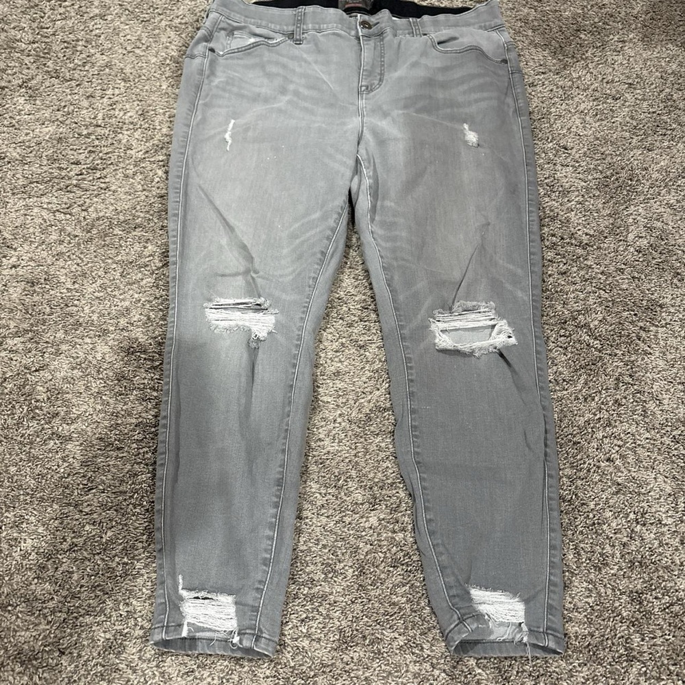 Torrid Gray Skinny Distressed Jeans